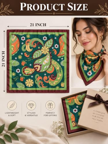 Image of Ravaiyaa - Attitude is everything Women Printed Silk Bandana 21 x 21 Inch Square Headband & Hair Wrap, Soft & Versatile | Fashion Neck Wrap