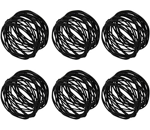 Image of SKAVIJ Handmade Twisted Wire Mesh Napkin Rings Holders Decor Dinner Party Wedding Thanksgiving Christmas Gathering (Black 6pcs)