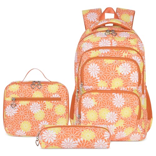 Daisy Backpack for Girls, School Backpack with Lunch Bag & Pencil Case by ZHIERNA - Used condition - US$21.32