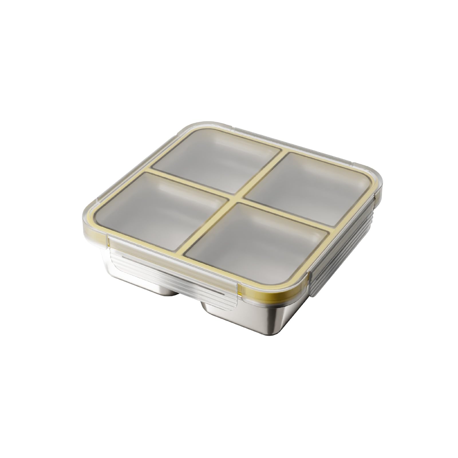 ZBIianxer User Friendly Quarter Partition Nonrust Steel Bentos Box with Carrying Handle Dishwasher Safe Meal Container Rustless Lunch Box
