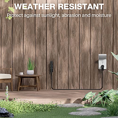 3 Prong Extension Cord With Multiple Outlets 6 Feet, Heavy Duty Power Cord, Angled Plug, 16Awg Wire (13A 125V 1625W), Etl Listed, Power Strip, Power Splitter, Black Electrical Cable– 6Ft #TOP6