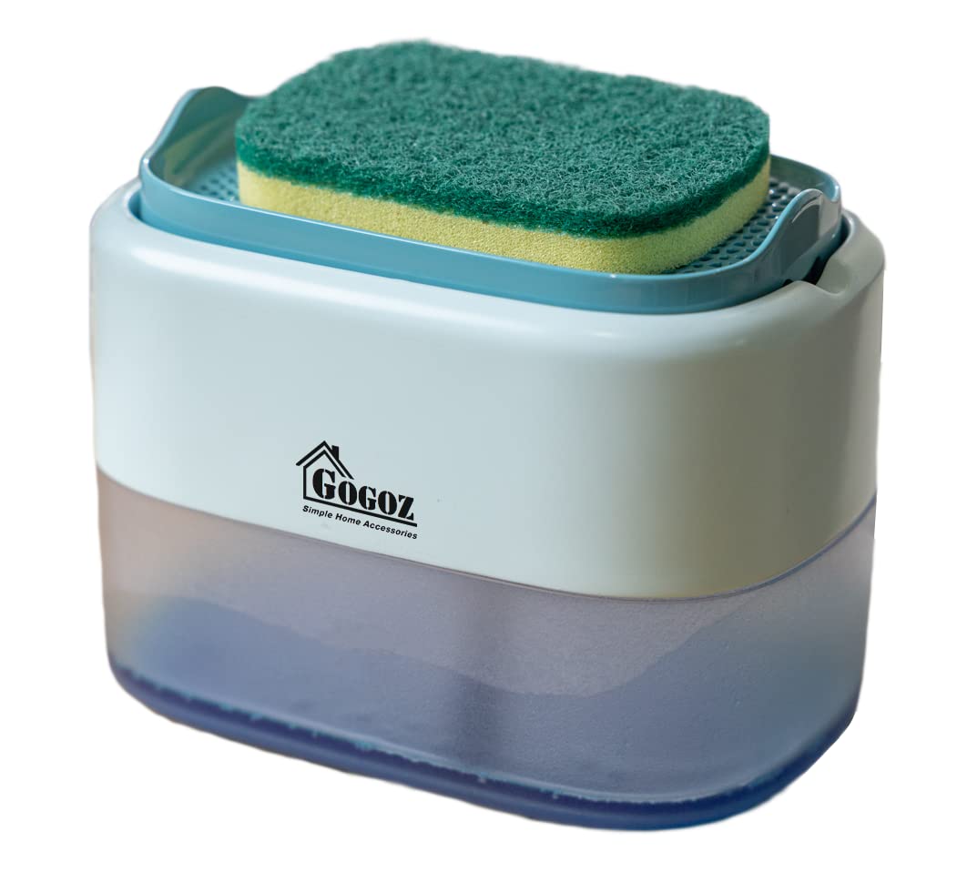 Photo 1 of Large Size Premium Quality Kitchen Soup Dispenser with Sponge Holder, 2 in 1 Countertop Dish Soup Dispenser Caddy for Kitchen Sink (Sky Blue)