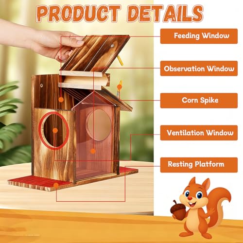 Eichhörnchen Futterhaus Eichhörnchen Haus Eichhörnchen Futterstation Wetterfest aus Verschraubtem mit Belüftungslöchern