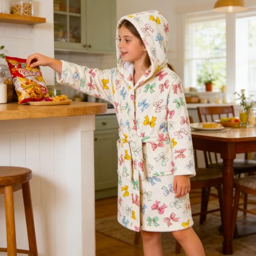 Image of Boys Girls Bathrobes,Toddler Boy Girl Robes,Children's Plush Soft Coral Fleece Hooded Pajamas Sleepwear for Kids