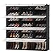 JOISCOPE DIY Schuhschrank, Modular Schuhregal,Schuhständer mit Tür,Platzsparend Schuhregal Kunststoff, für die Aufbewahrung von Schuhen, Stiefeln, Hausschuhen,Schuhablage Regale(3*7,schwarz-weiss)