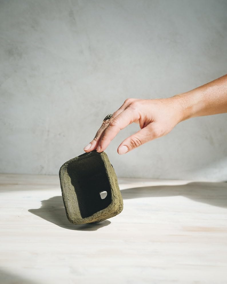 Earthen Brown Concrete Planter | Small Rectangular Pot with Clean Lines, Modern Succulent & Herb Box for Windowsill and Shelf