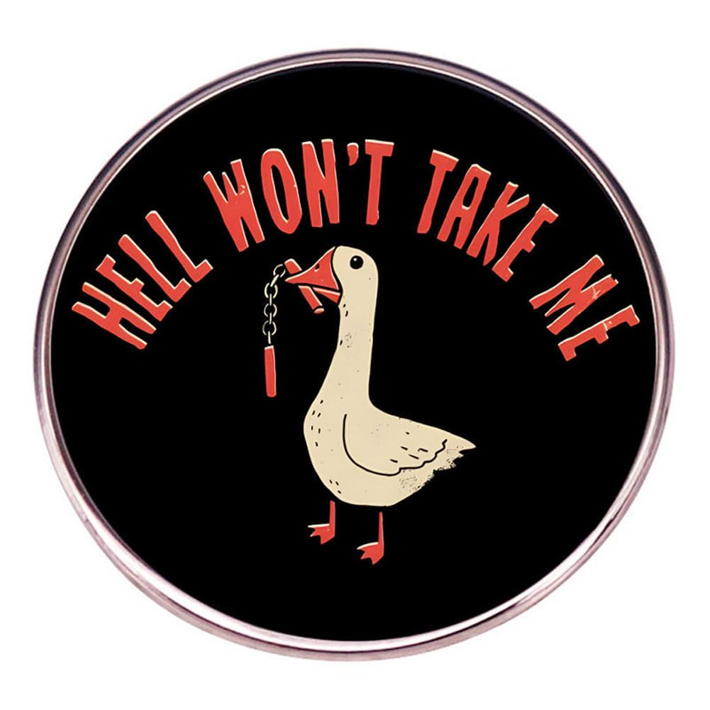zhanghaoran Hell Won’t Take Me Duck Enamel Pin Funny Letter Goose Lapel Pin Metal Brooch Cartoon Animal Badge Pin for Women Men Accessory for Clothing