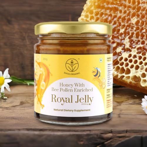 Image of Shiva Organic Honey With Bee pollen Enriched Royal Jelly 5000mg Natural Dietary Supplement (250 g)