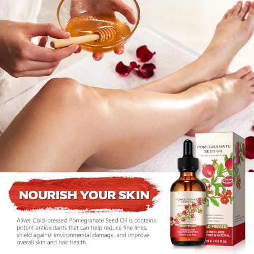 Granatapfelkernöl - 100% Kaltgepresste pomegranate seed oil für die Haut- und Haarpflege, Natürlicher Premium Extrakt, Verbessert die Elastizität der Gesicht und Körper Haut&Fördert gesundes Haar