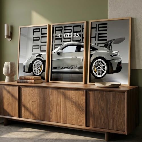 Image of walllane Big Porsche Cars Framed Posters Gift Items for Boys Room Wall Decoration Bedroom Living Room Office Studio Decor | Car Poster Frame for Wall Decor Set Of 3 Size (13x17 inch), Framed