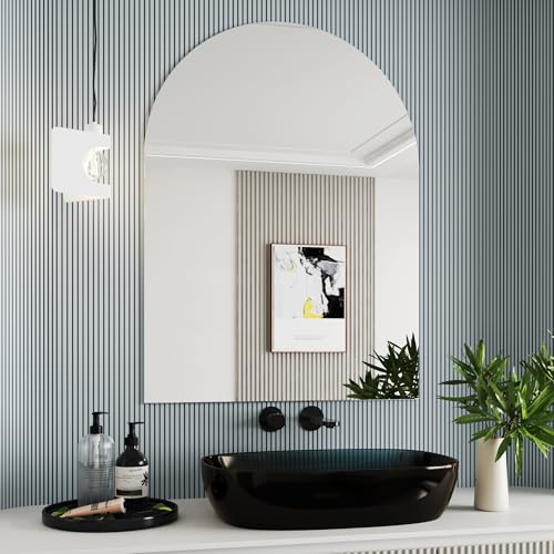 Arched Mirrors for Bathroom Sink,30x40 Frameless Bathroom Mirror,Espejo para baño,Wall-Mounted Mirrors Both Ends can be Hung,Wall Mirror