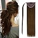 Produktbild LaaVoo Pferdeschwanz Extensions Echthaar 70G Clip in Extensions Echthaar Zopf Remy Haarverlängerung #4 Dark Brown Brasilianisches Haar 14 Zoll/35cm