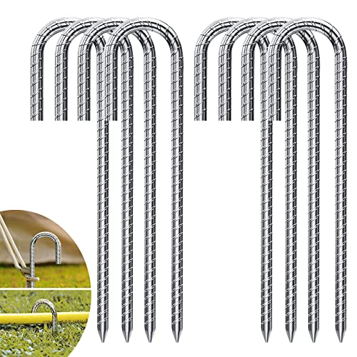 Forever Speed 8 Stück Bodenanker 30CM J-Typ Verzinkter Stahl Zeltheringe Erdanker Bodenanker Trampolin Camping Heringe für Zelten, Vordächern, Camping, Trampolin, Blumenständer