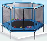 BUNIQ Mini trampolín Trampolín de Juguete Trampolín de jardín con Red Cubierta Impermeable de PVC Hogar for niños/Oficina Entrenador aeróbico Trampolín Interior 157x80cm Azul