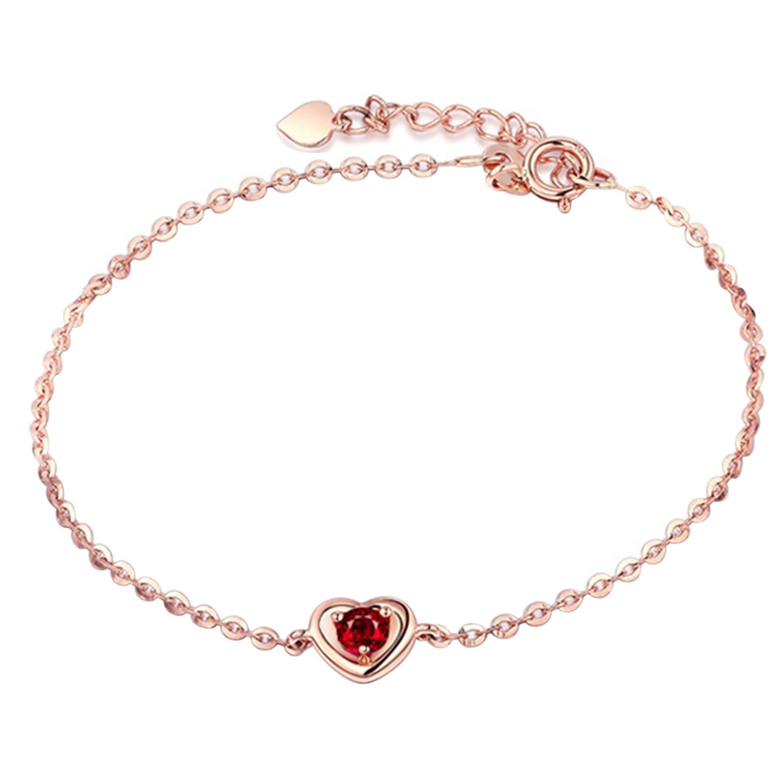 Bracciale Oro Rosa Donna 750/585/375, Bracciale con Rubino Sintetico 0.15ct 16-18 cm Estensione 4 cm, Braccialetti Sposa Matrimonio