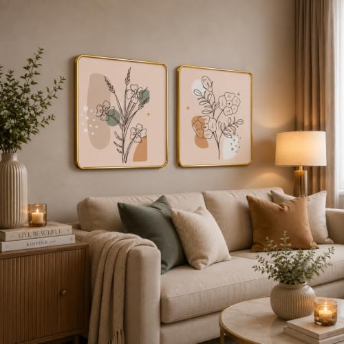Image of RANDOM Premium Square Wall Painting Set of 2, 38 x 38 cm (Square Painting Flower)