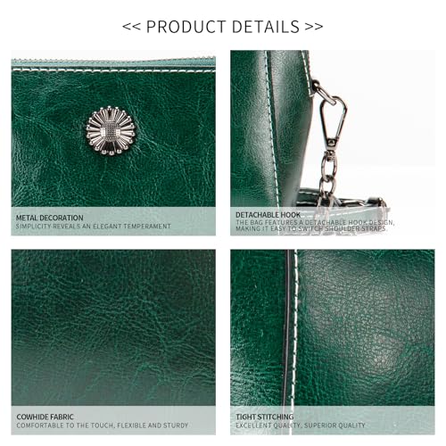 Image of Genuine Leather Small Crossbody Bags for Women Green | Lightweight Shoulder Purse, Designer Handbag with Adjustable Strap, Casual Travel Everyday Bag