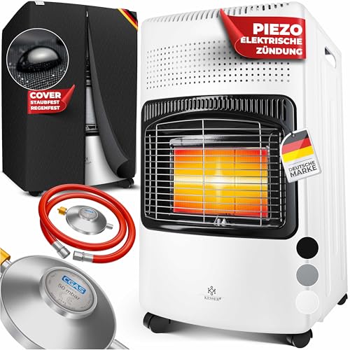 KESSER® El calentador cerámico de gas de 4200W, incl. regulador de presión de gas, manguera de...