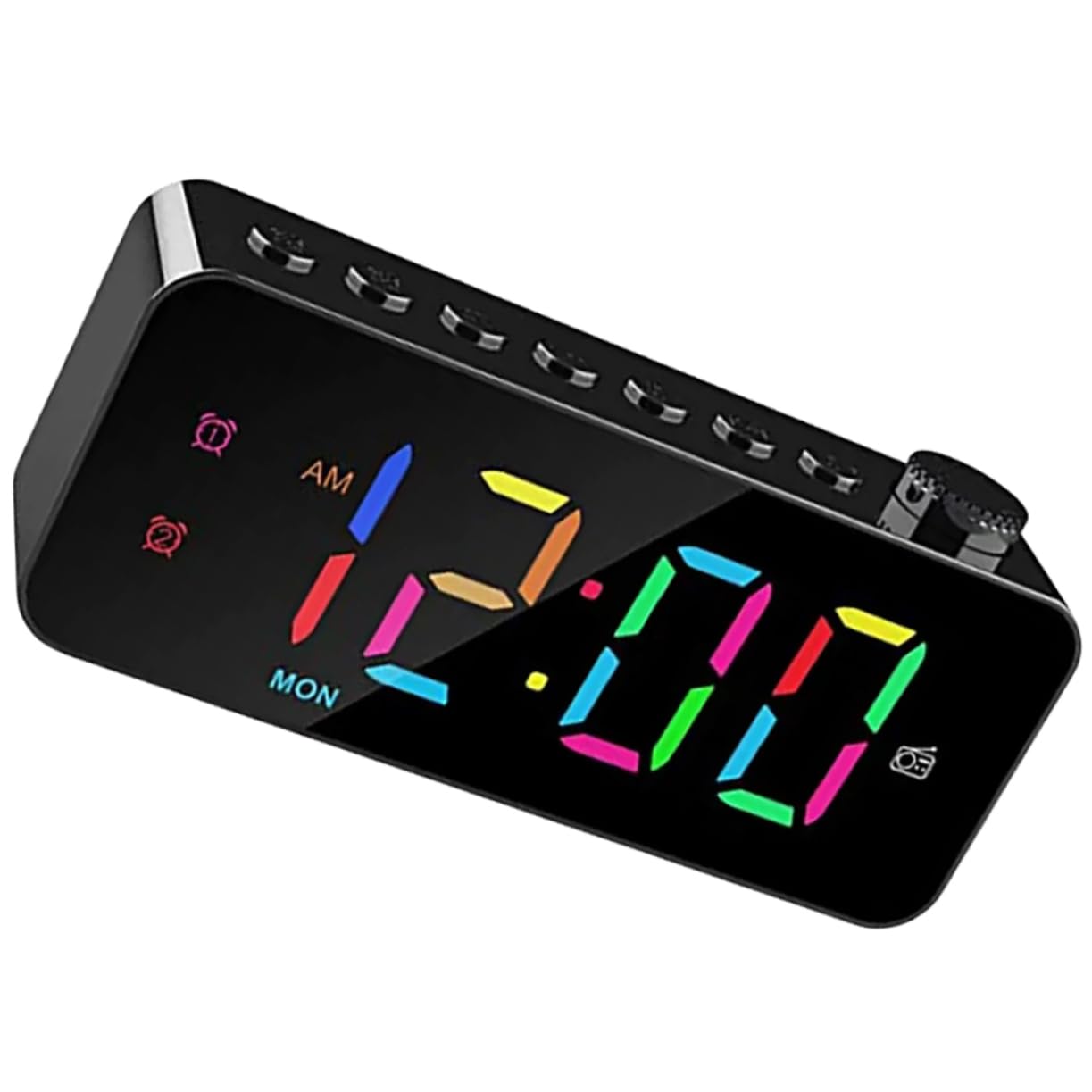 SHINEOFI Reloj Despertador Digital de Gran Pantalla LED Negro | USB de Salida, Control de Alarma Independiente, Aviso de Alarma, Plástico, para Dormitorio y Oficina