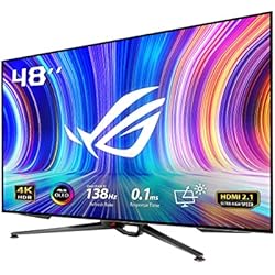 Aorus Fo48U Gaming Monitor ASUS ROG Swift OLED PG48UQ - Monitor gaming de 48 pulgadas, 4K, OLED, 138 Hz, 0,1 ms (GTG), G-Sync, micro textura antirreflejos, disipador térmico, DCI-P3 al 98 %, 10 bits, HDMI 2.1, DisplayPort 1.4