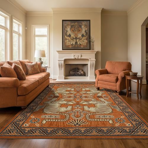 GarveeHome Tibetan Tiger 8x10 Washable Area Rugs for Living Room,