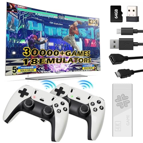 2026 Upgraded Wireless Retro Gaming Console Stick 4K HDMI, Retro Video Game Console,Plug and Play TV Game Stick with 30000+ Games, Dual 2.4G Wireless Control,23 Built-in Emulators, 64G TF Card (pro)