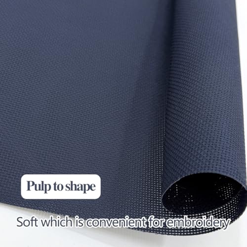 Image of Aida Cloth Cross Stitch Fabric, 14 Count, Big Size (Dark Blue, 20 * 20inch)
