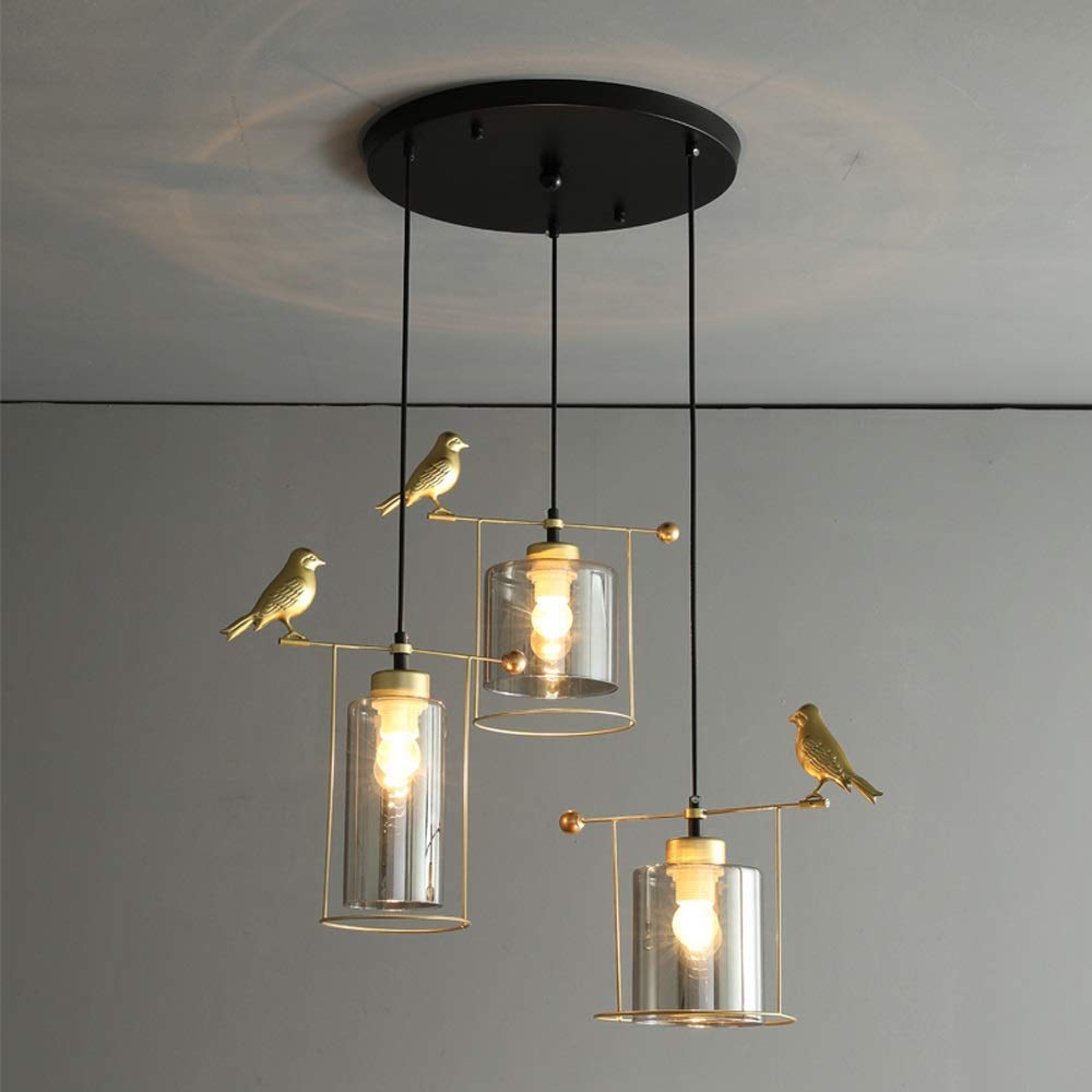 Lustre trois têtes E27 en fer forgé luminaire moderne nordique 57 cm