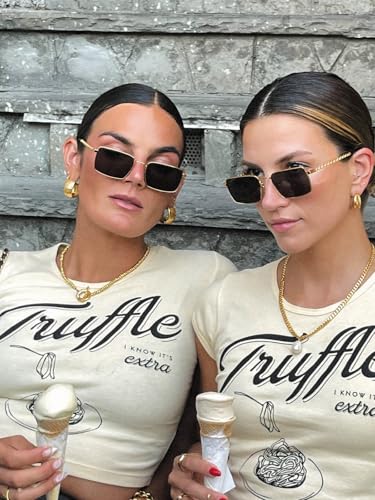 Rectangle Sunglasses for Womens Mens 2024 Y2k Sun Glasses Retro 80s 90s Metal Frame Trendy shades2