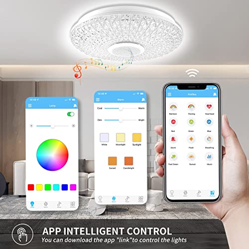 Kartols QL-RA-10-26W-G Rgb Ceiling Light, 36W App Remote Control Color Changing Ceiling Lamp With Bluetooth Speaker, Flush Mount Lighting, Led Bathroom Music Ceiling Lamp thumb #4