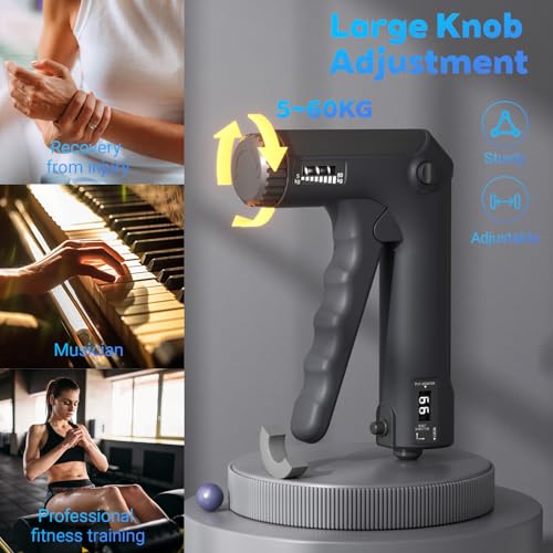 Hand Grip Strengthener with Adjustable Resistance 5–60kg, Finger & Forearm Grip Strength Trainer, Non-Slip Hand Exerciser for Muscle Training, Rehabilitation & Fitness (Black) - Image 3