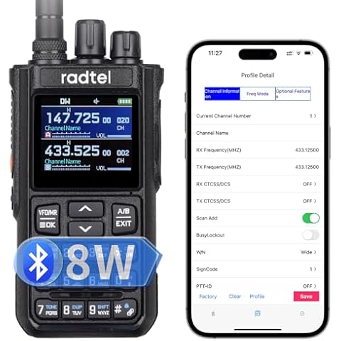 Radtel RT-900 8W Multi-Band Amateur Radio Handheld Walkie Talkie with Noise Reduction, 256 Channels VHF/UHF Two-Way Radio, NOAA, Marine, 2200mAh Battery, Frequency Tuning, Aviation, App-Pro Cover