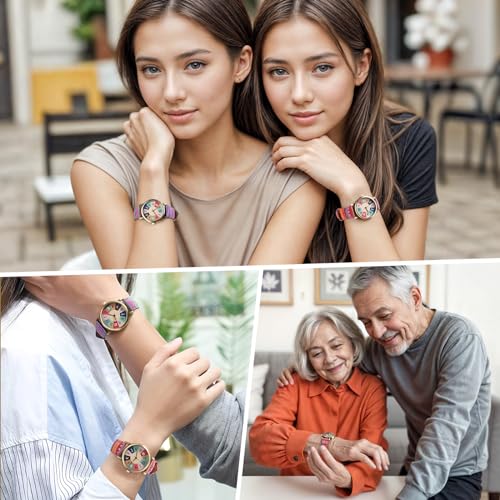 Watches-for-Women-Multicolor-Rainbow-Pattern-Ladies-Watches-PU-Leather-StrapUpgraded-Bohemian-Womens-WatchesWomens-Gift 51XRkLnWJNL