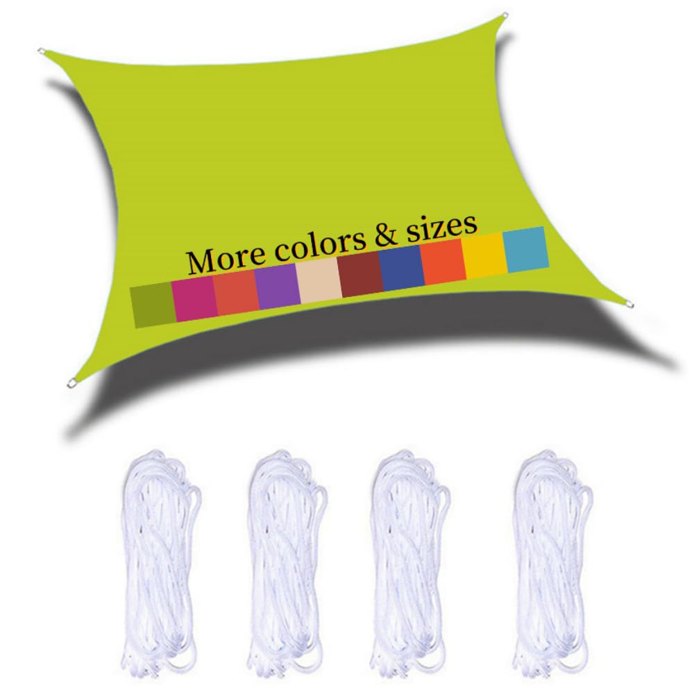 Sun Shade Sail 5x5m Waterproof Rectangle PES Polyester 98% UV Block for Outdoor Garden Patio Yard Party with Free Ropes, Yellow-green