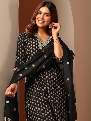 Image of Libas Printed Cotton Blend Straight Kurta Set for Women | daily wear suit