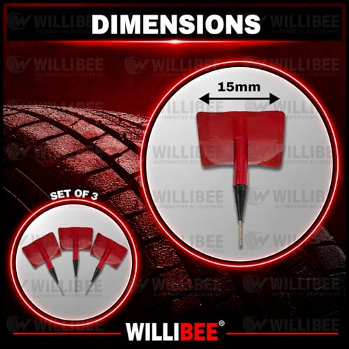 Image of WILLIBEE Mushroom Puncture Kit for Tubeless Tyre | Mushroom Puncher Kit for Bike & Car | Tire Puncher Repair Patches (15 MM, 3 Pcs)