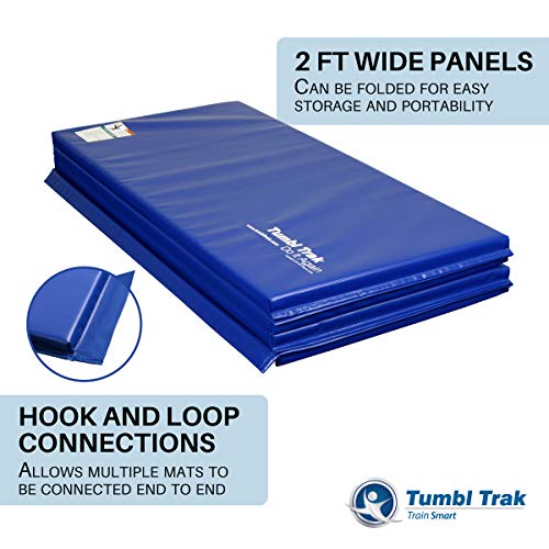 Tumbl Trak Gymnastics Folding Tumbling Panel Mat, 4Ft X 8Ft X 2In, Royal Blue #TOP3
