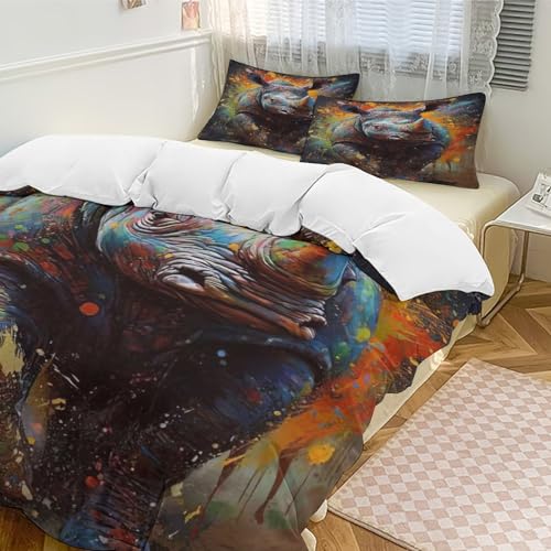 Rhinocéros housse de couette de couette en douce microfibre coton parure king