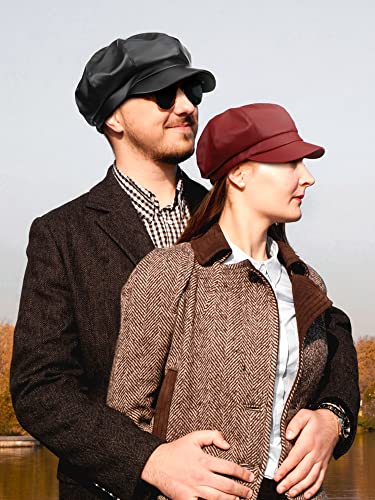 3 Pcs Women Newsboy Hats Pu Leather Visor Beret Cabbie Hat 8 Panel Vintage Women Fiddler Cap Faux Leather Baker Boy Hat Painter Gatsby Cap() #TOP4