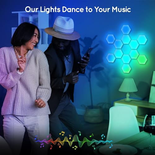 Lumoonosity-LED-Hexagon-Lights-Dream-Color-Hexagon-LED-Light-Music-Sync-Color-Changing-Hexagon-Wall-Lights-RGB-Hexagon-Lights-for-Bedroom-Gaming-Room-Cool-Hexagon-Wall-Panels