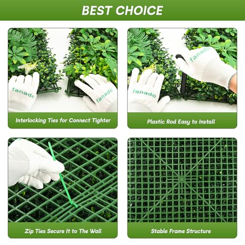 Artificial Grass Wall Panels 20"x20"(16pcs), Hedge Green Wall Decor Backdrop, UV-Anti Fake Greenery Plant Wall Boxwood Panels for Privacy Fence Screen Outdoor Indoor Wedding Garden Backyard - Image 5