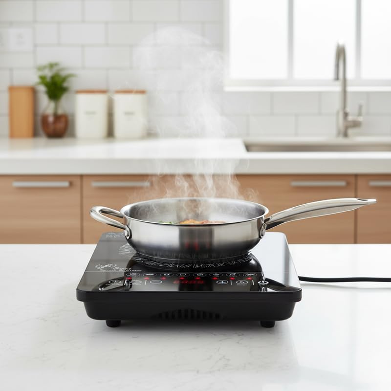 Image of Drumstone (15 Years Warranty) 2000W Portable Electric Chula - High-Power Induction Cooktop, Smart Cooking Stove for Home with Easy-Clean Surface