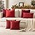 MIULEE Set of 2 Decorative Linen Throw Pillow Covers Cushion Case Triple Button Vintage Farmhouse Pillowcase for Couch Sofa Bed Decor 18 x 18 Inch Wine Red