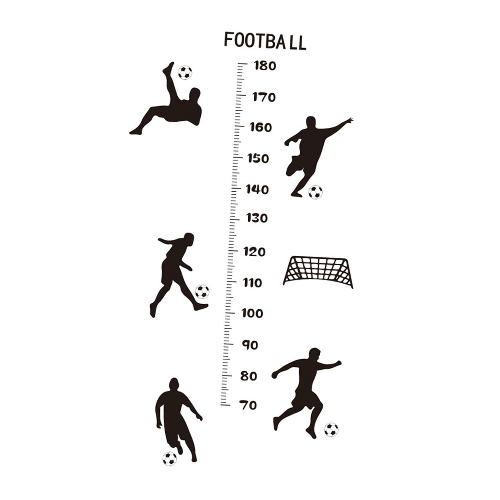 predolo Kids Height Chart Wall Decals Football DIY Height Measurement Cartoon Wall Ruler