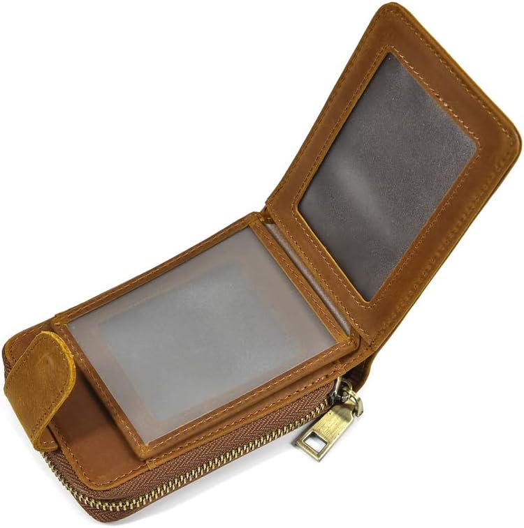 Miniatura 3 de BISON DENIM Funda para tarjetas, cartera de piel con bolsillo y bloqueo RFID, organizador de tarjetas de crédito, con cremallera, para mujeres y