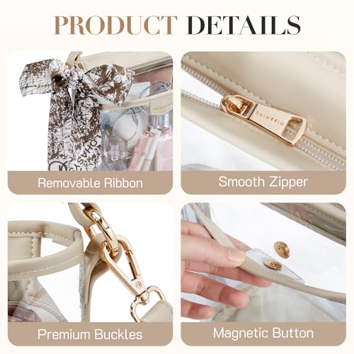 Image of Missnine Clear Bag for Stadium Approved, Clear Crossbody Bucket Bag Transparent PVC Purse for Women, Concert Stadium Events