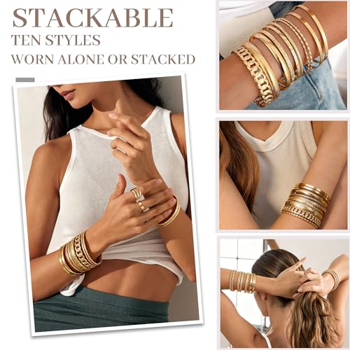 Image of 83 Pcs Gold Jewelry Set for Women Fashion Multi Layered Necklaces Stackable Bangle Bracelets Knuckle Rings Hoop Earrings Gold Plated Jewelry Accessories