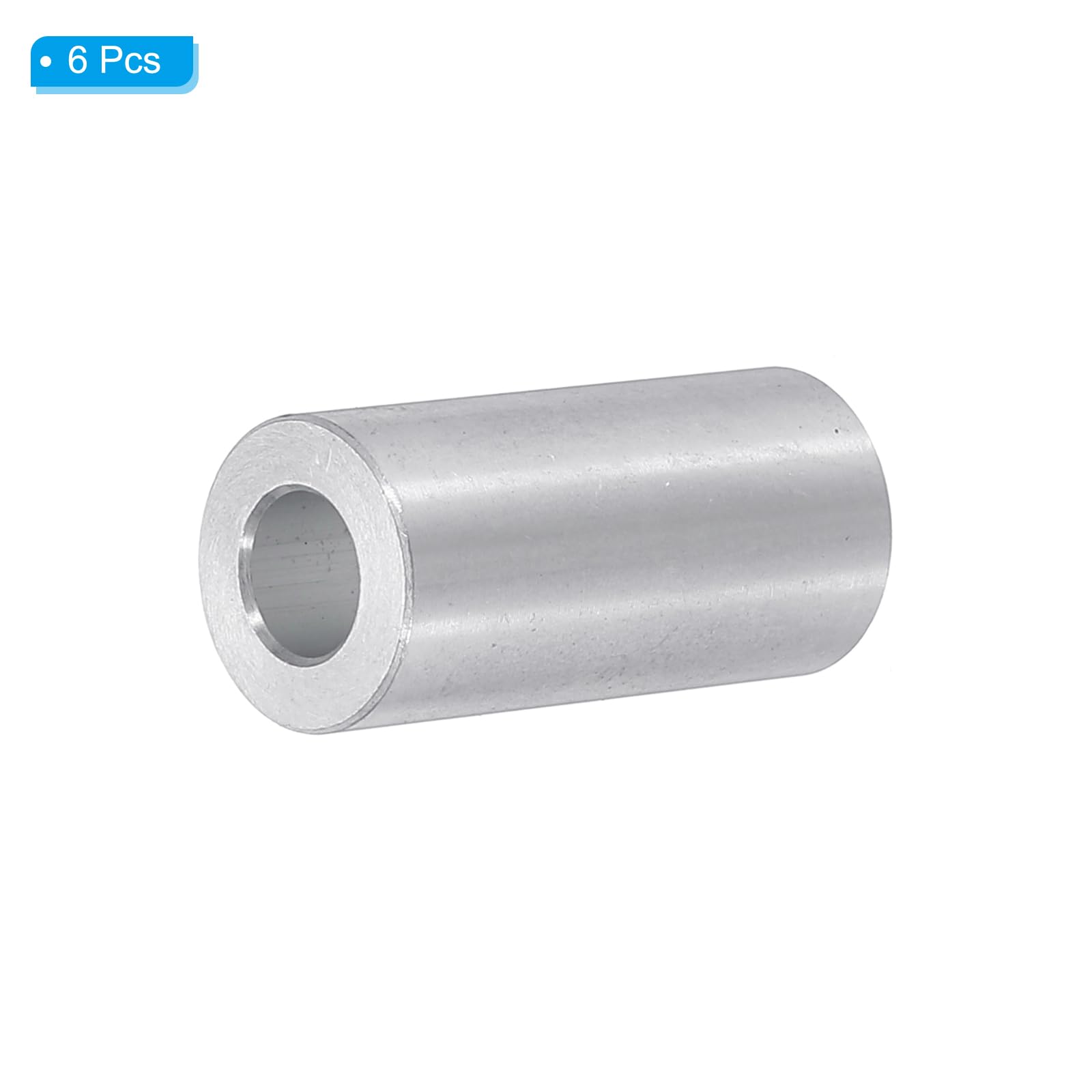 PATIKIL M6 Aluminum Spacers, 6pcs 1/4" x1/2" Round Metal Spacers for 1/4 or M6 Screw Bolts, Unthreaded Standoff Bushing 1"L - Image 3