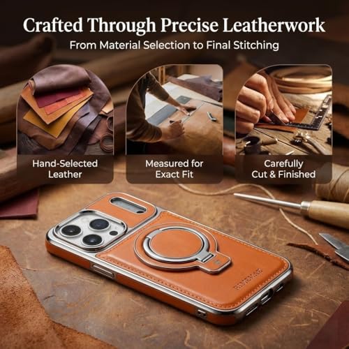 Coque Magnétique iPhone 17 Pro Max Antichoc Orange avec Support Pliable