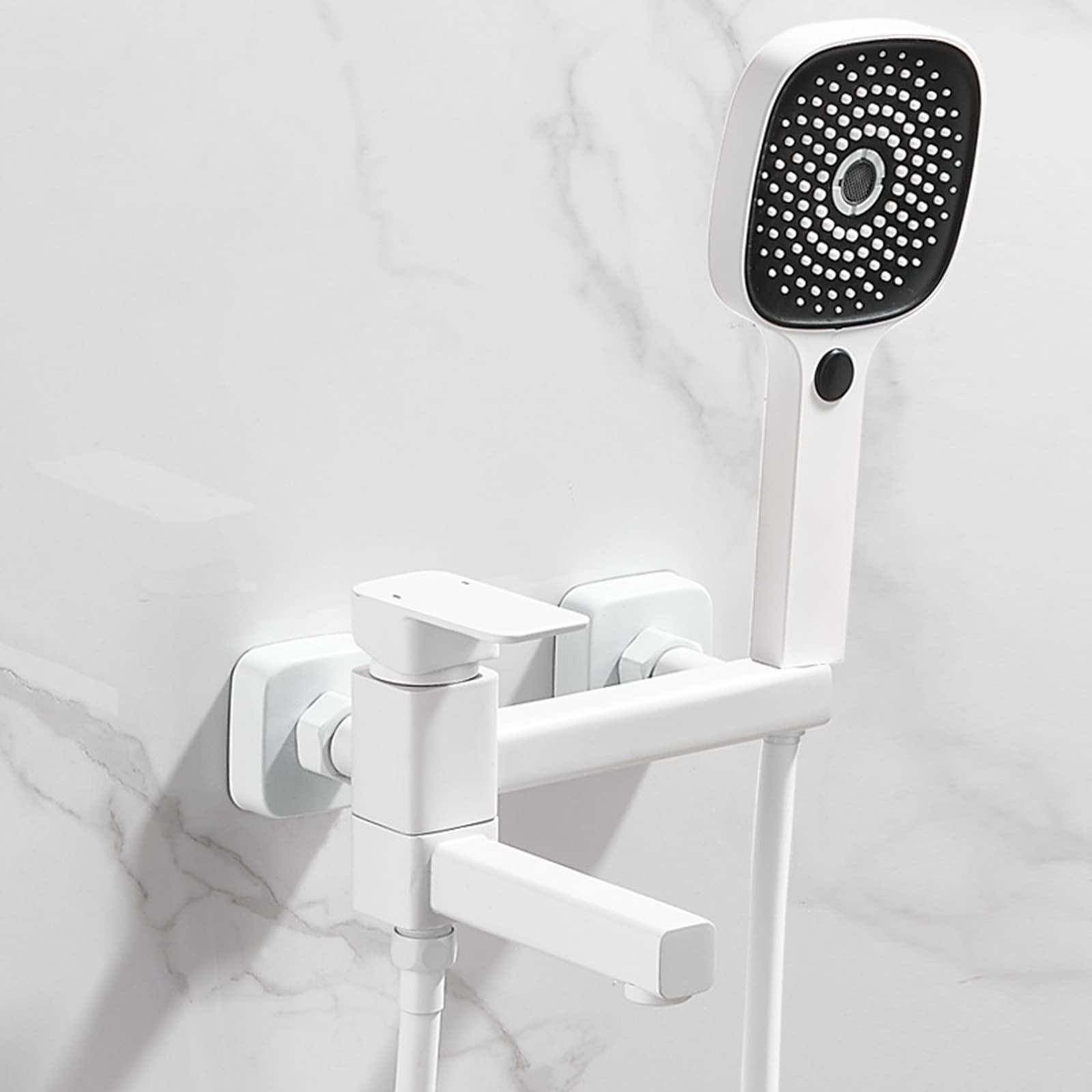 Mitigeur de bain-douche blanc mural à levier unique avec inverseur 3 modes pour salle de bain